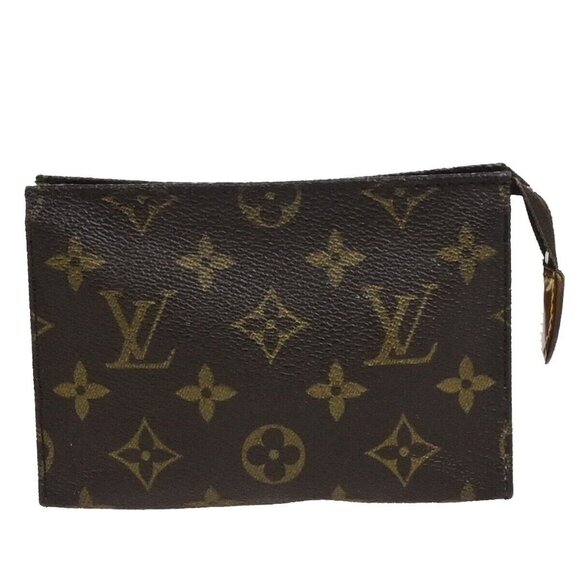 LOUIS VUITTON Poche Toilette 15 Clutch Pouch Bag Monogram Leathe - Picture 1 of 15